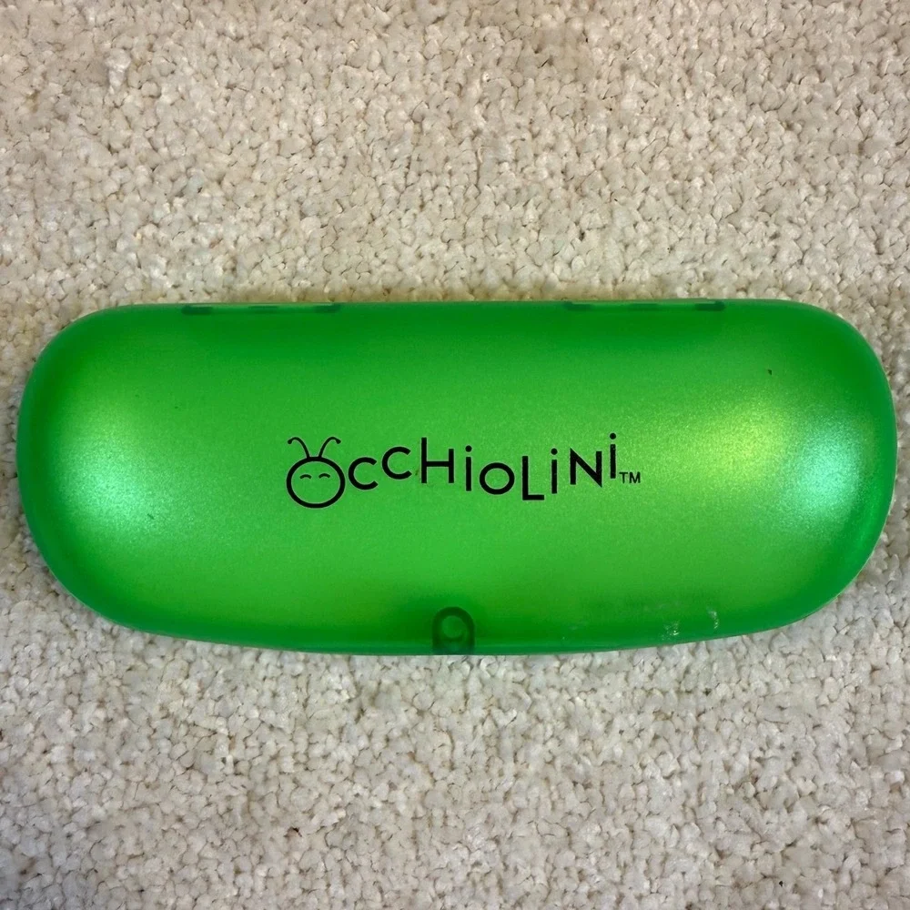 Occholini Kids Bright Green Hard Shell Eyeglass Case Protective Carrying Pouch